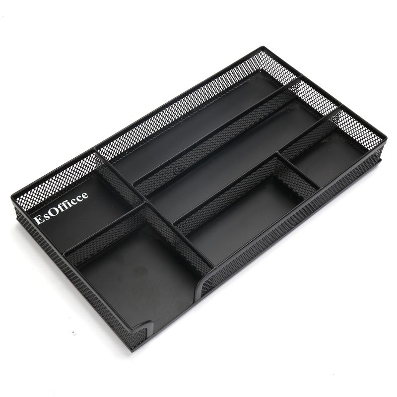 EsOfficce Drawer Organizer, Desk Organizer, Black Metal Mesh Drawer, Desk Drawer Organizer for Home Office and School,11.02X 6.10 X 1.38 Inch,Black - Image 1